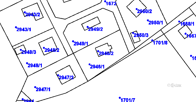 Parcela st. 2946/2 v KÚ Mníšek pod Brdy, Katastrální mapa