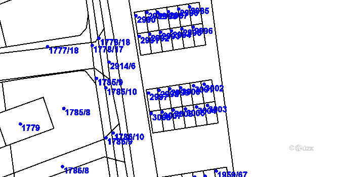 Parcela st. 2999 v KÚ Mníšek pod Brdy, Katastrální mapa