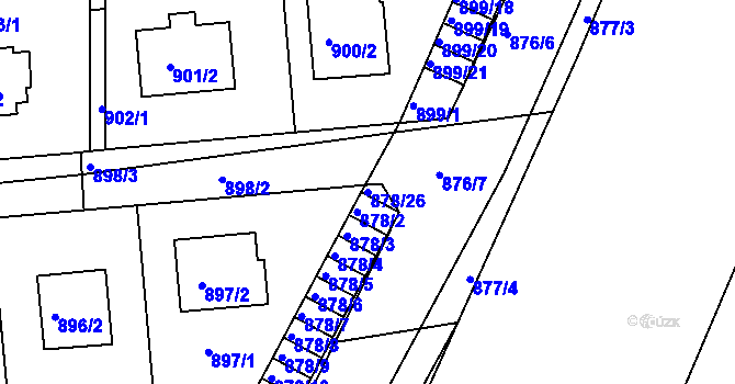 Parcela st. 878/26 v KÚ Mníšek pod Brdy, Katastrální mapa