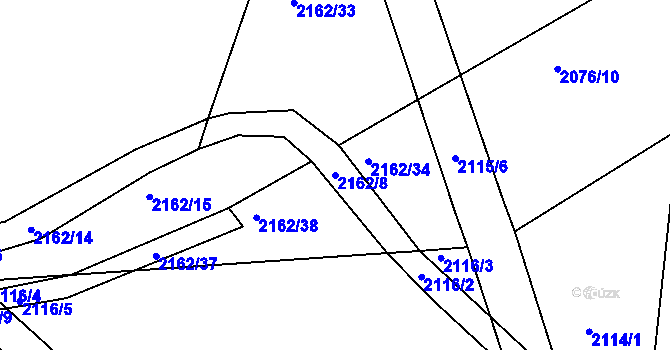 Parcela st. 2162/8 v KÚ Mníšek pod Brdy, Katastrální mapa