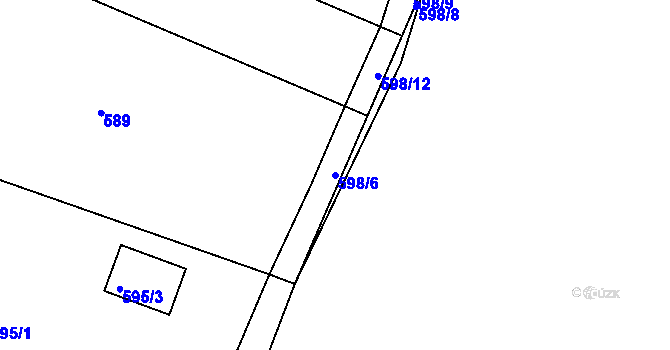 Parcela st. 598/6 v KÚ Mníšek pod Brdy, Katastrální mapa