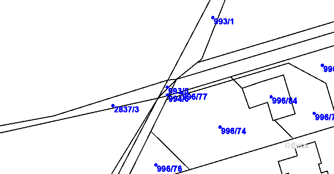 Parcela st. 993/5 v KÚ Mníšek pod Brdy, Katastrální mapa