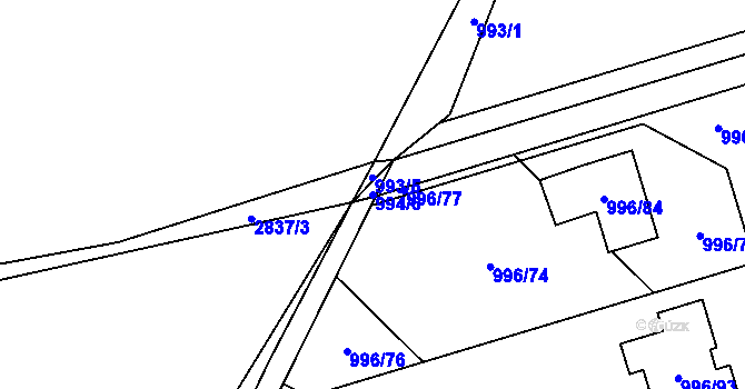 Parcela st. 994/6 v KÚ Mníšek pod Brdy, Katastrální mapa