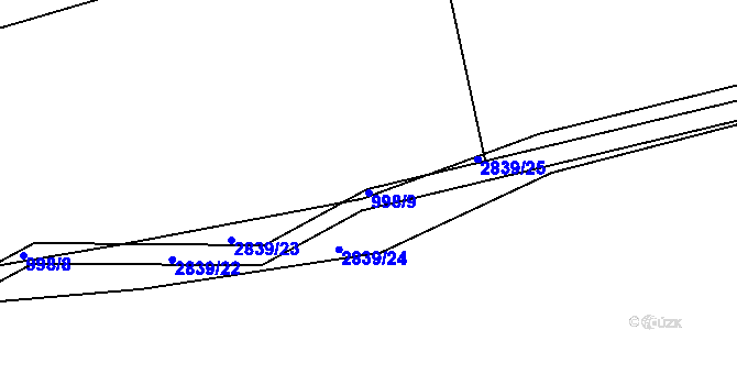 Parcela st. 998/9 v KÚ Mníšek pod Brdy, Katastrální mapa