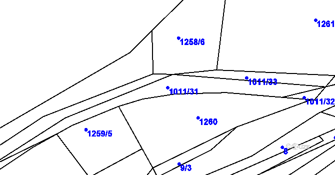 Parcela st. 1011/31 v KÚ Mníšek pod Brdy, Katastrální mapa