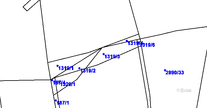 Parcela st. 1319/3 v KÚ Mníšek pod Brdy, Katastrální mapa