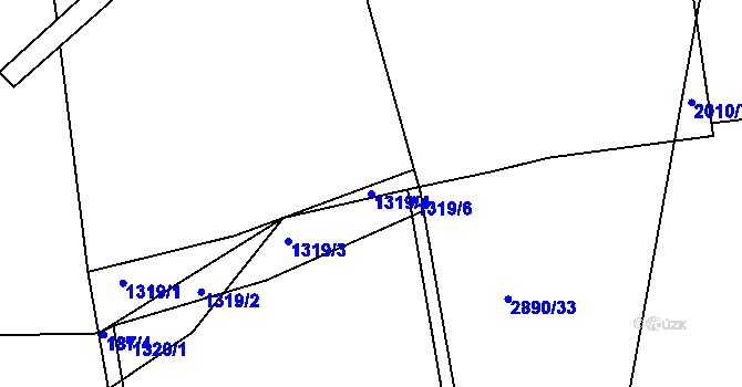 Parcela st. 1319/4 v KÚ Mníšek pod Brdy, Katastrální mapa