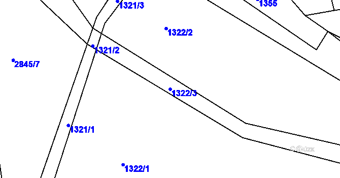 Parcela st. 1322/3 v KÚ Mníšek pod Brdy, Katastrální mapa