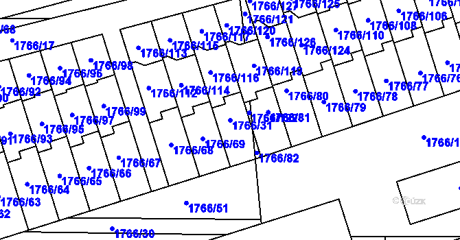 Parcela st. 1766/31 v KÚ Mníšek pod Brdy, Katastrální mapa