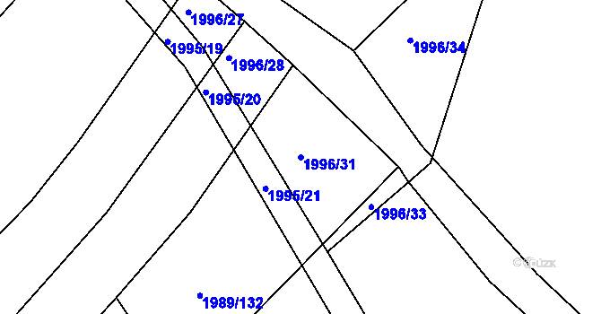 Parcela st. 1996/31 v KÚ Mníšek pod Brdy, Katastrální mapa