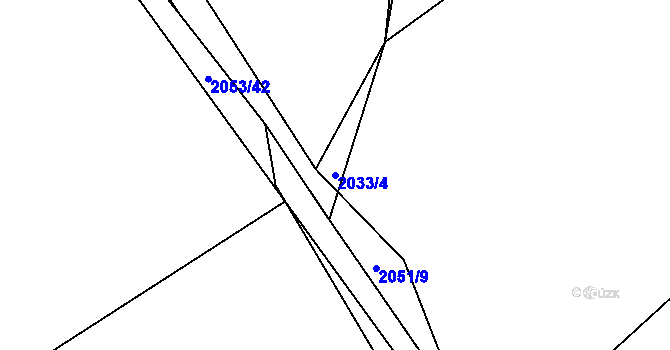 Parcela st. 2033/4 v KÚ Mníšek pod Brdy, Katastrální mapa
