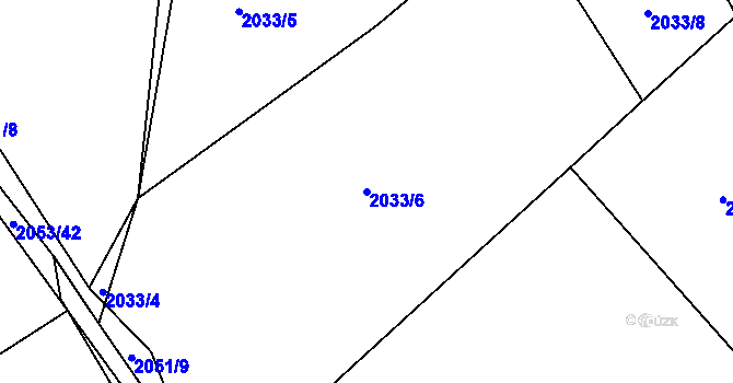 Parcela st. 2033/6 v KÚ Mníšek pod Brdy, Katastrální mapa