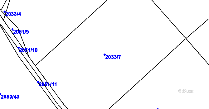 Parcela st. 2033/7 v KÚ Mníšek pod Brdy, Katastrální mapa