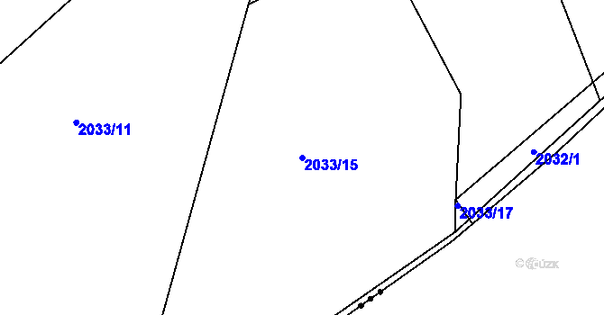 Parcela st. 2033/15 v KÚ Mníšek pod Brdy, Katastrální mapa