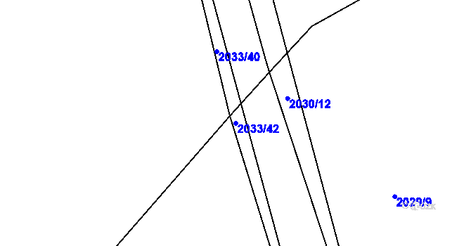 Parcela st. 2033/42 v KÚ Mníšek pod Brdy, Katastrální mapa