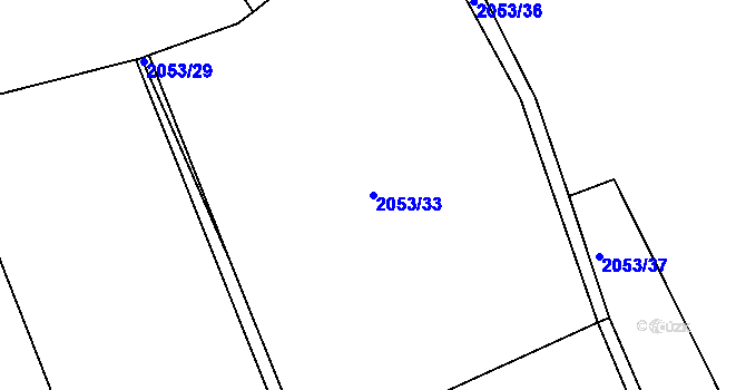 Parcela st. 2053/33 v KÚ Mníšek pod Brdy, Katastrální mapa