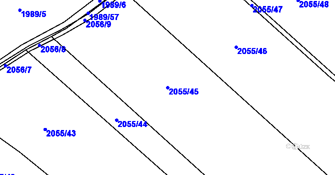 Parcela st. 2055/45 v KÚ Mníšek pod Brdy, Katastrální mapa