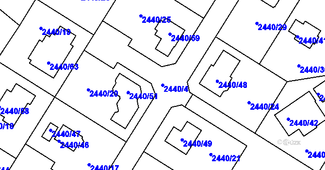 Parcela st. 2440/4 v KÚ Mníšek pod Brdy, Katastrální mapa
