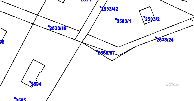 Parcela st. 2665/37 v KÚ Mníšek pod Brdy, Katastrální mapa