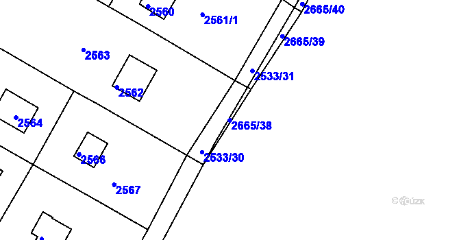 Parcela st. 2665/38 v KÚ Mníšek pod Brdy, Katastrální mapa
