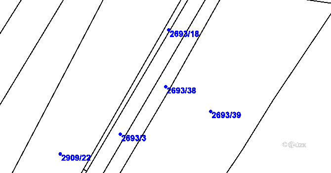 Parcela st. 2693/38 v KÚ Mníšek pod Brdy, Katastrální mapa