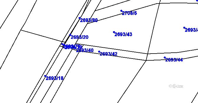 Parcela st. 2693/42 v KÚ Mníšek pod Brdy, Katastrální mapa