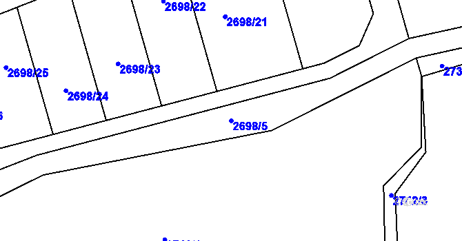 Parcela st. 2698/5 v KÚ Mníšek pod Brdy, Katastrální mapa