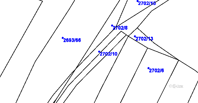 Parcela st. 2702/10 v KÚ Mníšek pod Brdy, Katastrální mapa
