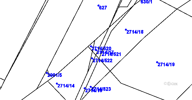 Parcela st. 2714/17 v KÚ Mníšek pod Brdy, Katastrální mapa