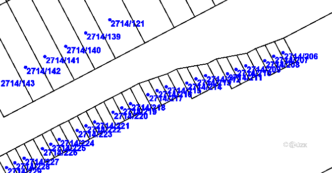 Parcela st. 2714/215 v KÚ Mníšek pod Brdy, Katastrální mapa