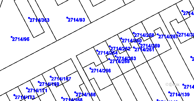 Parcela st. 2714/264 v KÚ Mníšek pod Brdy, Katastrální mapa