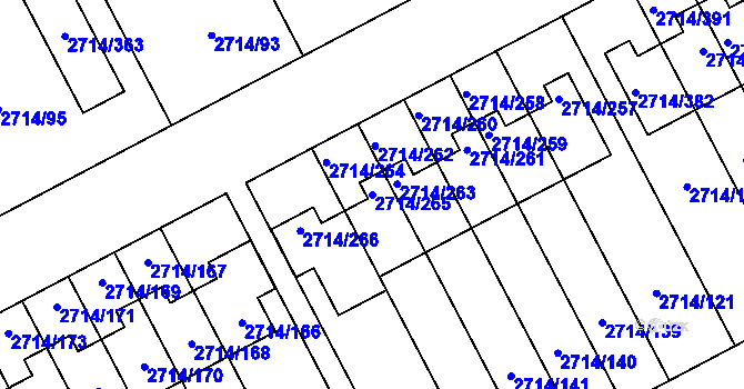 Parcela st. 2714/265 v KÚ Mníšek pod Brdy, Katastrální mapa