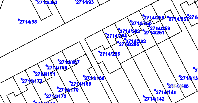 Parcela st. 2714/266 v KÚ Mníšek pod Brdy, Katastrální mapa