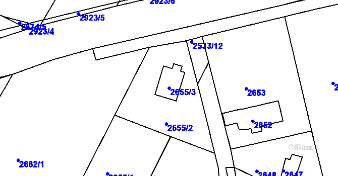 Parcela st. 2655/3 v KÚ Mníšek pod Brdy, Katastrální mapa