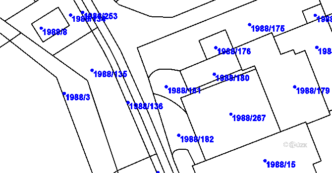 Parcela st. 1988/181 v KÚ Mníšek pod Brdy, Katastrální mapa