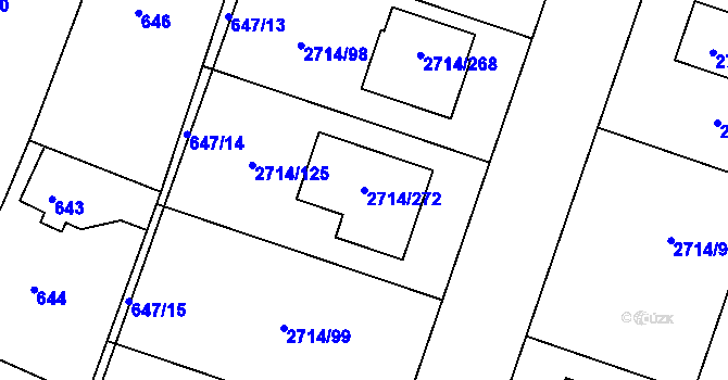 Parcela st. 2714/272 v KÚ Mníšek pod Brdy, Katastrální mapa