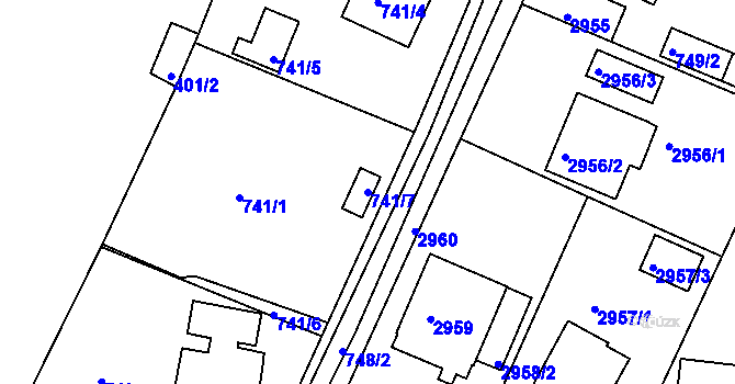 Parcela st. 741/7 v KÚ Mníšek pod Brdy, Katastrální mapa