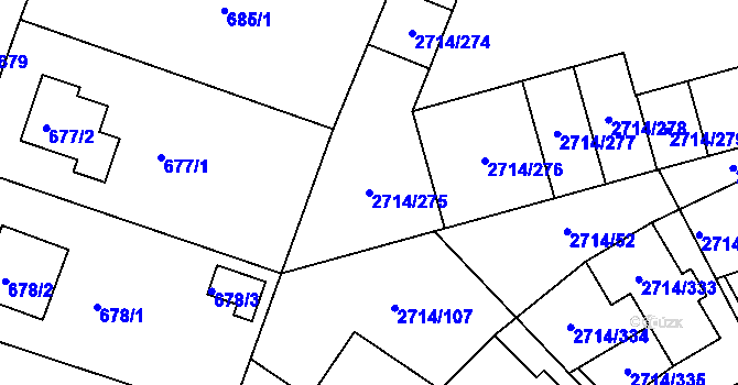 Parcela st. 2714/275 v KÚ Mníšek pod Brdy, Katastrální mapa