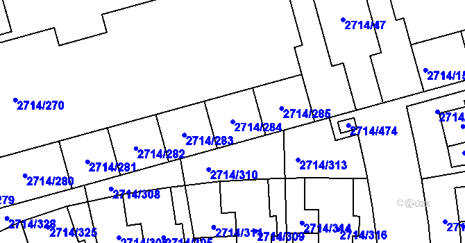 Parcela st. 2714/284 v KÚ Mníšek pod Brdy, Katastrální mapa