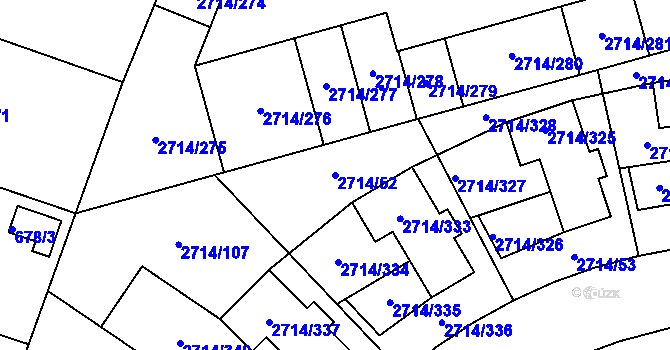 Parcela st. 2714/52 v KÚ Mníšek pod Brdy, Katastrální mapa