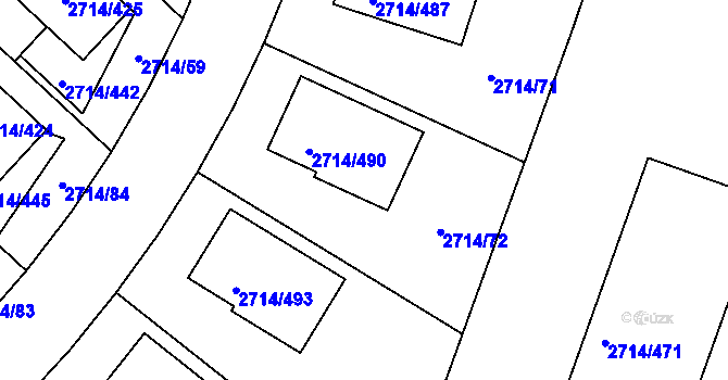 Parcela st. 2714/72 v KÚ Mníšek pod Brdy, Katastrální mapa