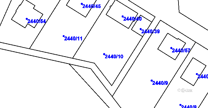 Parcela st. 2440/10 v KÚ Mníšek pod Brdy, Katastrální mapa