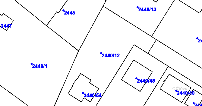 Parcela st. 2440/12 v KÚ Mníšek pod Brdy, Katastrální mapa