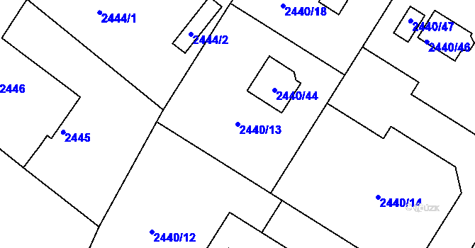 Parcela st. 2440/13 v KÚ Mníšek pod Brdy, Katastrální mapa