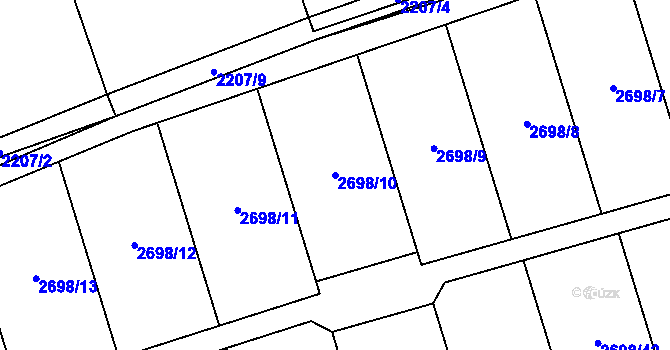 Parcela st. 2698/10 v KÚ Mníšek pod Brdy, Katastrální mapa