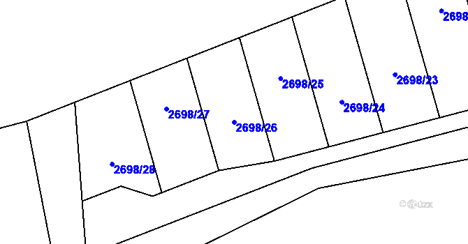 Parcela st. 2698/26 v KÚ Mníšek pod Brdy, Katastrální mapa