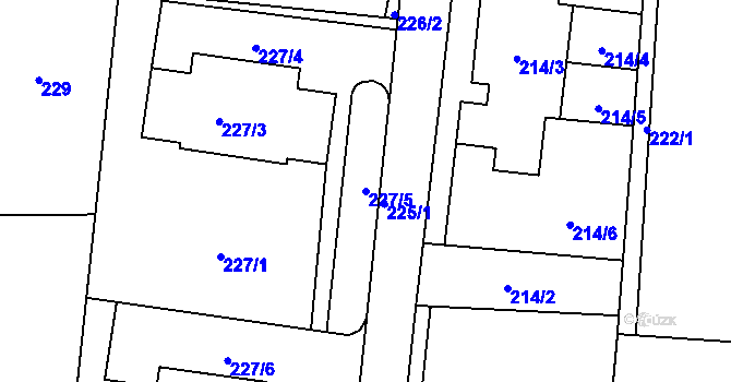 Parcela st. 227/5 v KÚ Mníšek pod Brdy, Katastrální mapa