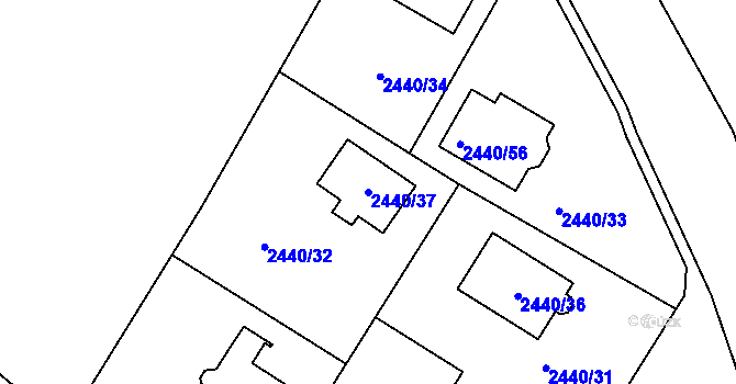 Parcela st. 2440/37 v KÚ Mníšek pod Brdy, Katastrální mapa