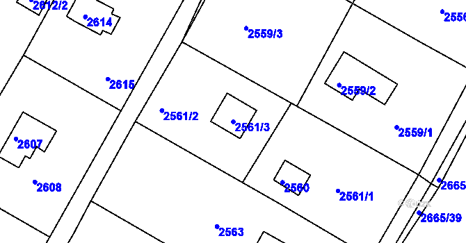 Parcela st. 2561/3 v KÚ Mníšek pod Brdy, Katastrální mapa