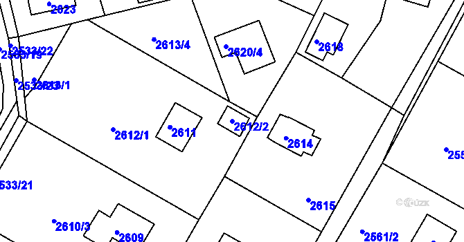 Parcela st. 2612/2 v KÚ Mníšek pod Brdy, Katastrální mapa